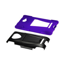 Reiko REIKO HTC WINDOWS PHONE 8X HYBRID HEAVY DUTY CASE WITH KICKSTAND IN BLACK PURPLE