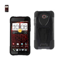 Reiko Silicon Case+Protector Cover For HTC Droid Dna/ HTC Dlx New Type Kickstand Black