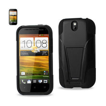 Reiko Silicon Case+Protector Cover For HTC One Sv New Type Kickstand Black