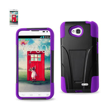 Reiko REIKO LG L90 HYBRID HEAVY DUTY CASE WITH KICKSTAND IN PURPLE BLACK
