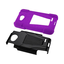 Reiko REIKO LG L90 HYBRID HEAVY DUTY CASE WITH KICKSTAND IN PURPLE BLACK