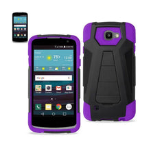 Reiko REIKO LG SPREE HYBRID HEAVY DUTY CASE WITH KICKSTAND IN PURPLE BLACK
