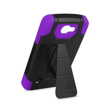 Reiko REIKO LG SPREE HYBRID HEAVY DUTY CASE WITH KICKSTAND IN PURPLE BLACK