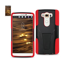 Reiko Silicon Case+Protector Cover For LG V10/ H900/ Vs990/ H901 Red Black New Type Kickstand