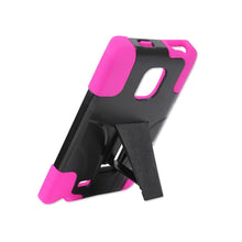 Reiko Silicon Case+Protector Cover Samsung Galaxy Note Edge New Type Kickstand Hot Pink Black