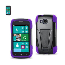 Reiko REIKO SAMSUNG ATIV ODYSSEY HYBRID HEAVY DUTY CASE WITH KICKSTAND IN BLACK PURPLE