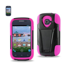 Reiko Silicon Case+Protector Cover Samsung Galaxy Discover (Cdma) Centura S738C New Type Kickstand Hot Pink Black