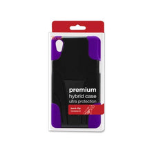 Reiko Silicon Case+Protector Cover For Sony Xperia Z3V Purple Black New Type Kickstand