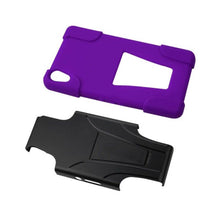 Reiko Silicon Case+Protector Cover For Sony Xperia Z3V Purple Black New Type Kickstand