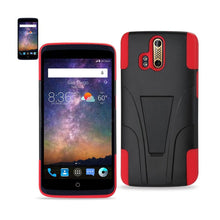 Reiko ZTE Axon Pro 5.5Inches Silicon Case+Protector Cover Case With New Type Kickstand In Red Black