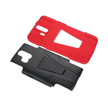 Reiko ZTE Axon Pro 5.5Inches Silicon Case+Protector Cover Case With New Type Kickstand In Red Black