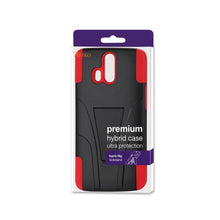 Reiko ZTE Axon Pro 5.5Inches Silicon Case+Protector Cover Case With New Type Kickstand In Red Black