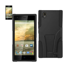 Reiko Silicon Case+Protector Case For ZTE Warp Elite N9518 Black New Type Kickstand
