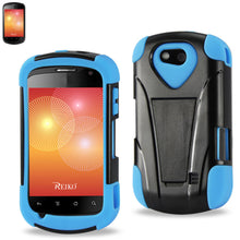 Reiko Silicon Case+Protector Cover For ZTE Groove X501 Black Navy New Type Kickstand