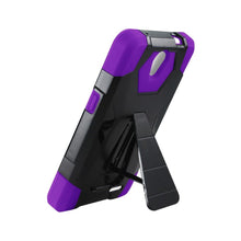 Reiko ZTE Chapel, Z831 Hybrid Heavy Duty Case - Purple Black (Silicon Case+Protector Cover) With Kickstand
