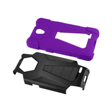 Reiko ZTE Chapel, Z831 Hybrid Heavy Duty Case - Purple Black (Silicon Case+Protector Cover) With Kickstand