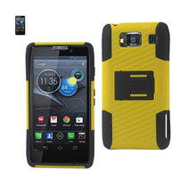 Reiko Silicon Case+Protector Cover For Droid Razr Hd Xt926 Horizontal Kickstand Yellow Black