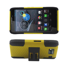 Reiko Silicon Case+Protector Cover For Droid Razr Hd Xt926 Horizontal Kickstand Yellow Black