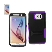 Reiko Silicon Case+Protector Cover Samsung Galaxy S6 Purple Black Sm-G920T/P/A/V/R With Slim Horizontal Kickstand