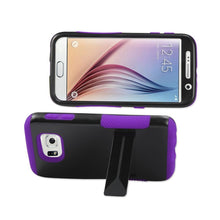 Reiko Silicon Case+Protector Cover Samsung Galaxy S6 Purple Black Sm-G920T/P/A/V/R With Slim Horizontal Kickstand