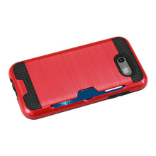 Reiko REIKO 2017 SAMSUNG GALAXY J3 EMERGE SLIM ARMOR HYBRID CASE WITH CARD HOLDER IN RED