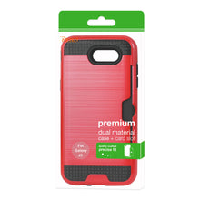 Reiko REIKO 2017 SAMSUNG GALAXY J3 EMERGE SLIM ARMOR HYBRID CASE WITH CARD HOLDER IN RED