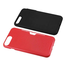 Reiko REIKO IPHONE 7 PLUS SLIM MESH SURFACE ARMOR HYBRID CASE WITH CARD HOLDER IN RED