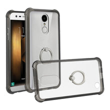 Reiko REIKO LG K20 V/ K20 PLUS TRANSPARENT AIR CUSHION PROTECTOR BUMPER CASE WITH RING HOLDER IN CLEAR BLACK