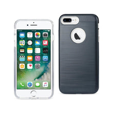 Reiko REIKO IPHONE 7 PLUS HYBRID METAL BRUSHED TEXTURE CASE IN NAVY