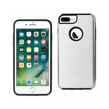 Reiko REIKO IPHONE 7 PLUS HYBRID DUAL LAYER METAL BRUSHED TEXTURE CASE IN SILVER