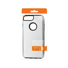 Reiko REIKO IPHONE 7 PLUS HYBRID DUAL LAYER METAL BRUSHED TEXTURE CASE IN SILVER