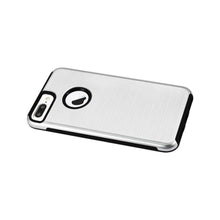 Reiko REIKO IPHONE 7 PLUS HYBRID DUAL LAYER METAL BRUSHED TEXTURE CASE IN SILVER