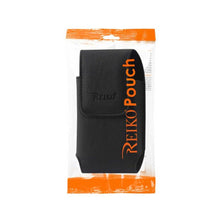 Reiko Vertical Leather Pouch XXXL Size-Black With Logo Inner Size 6.38X3.53X0.62Inch