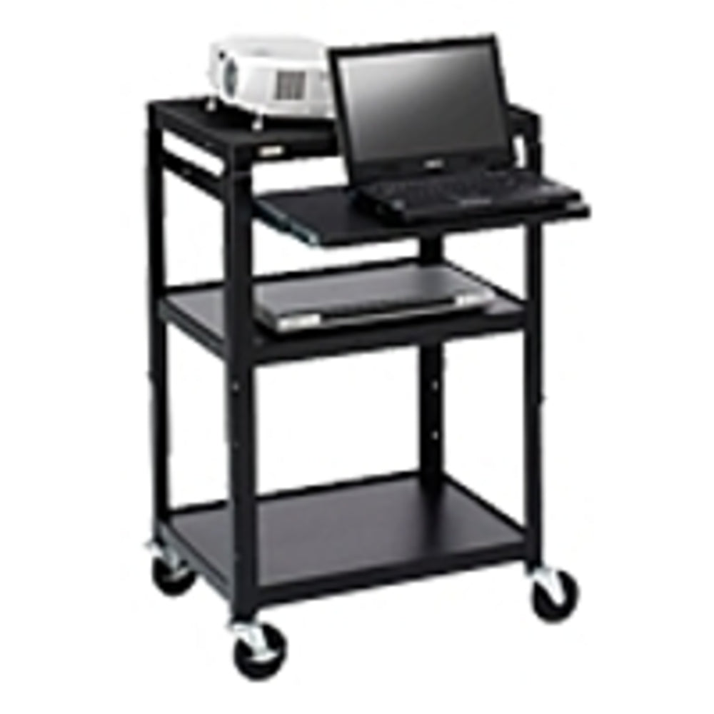 A Bretford A2642NS-M4 26-42 inches Adjustable Steel Projector Cart - Black